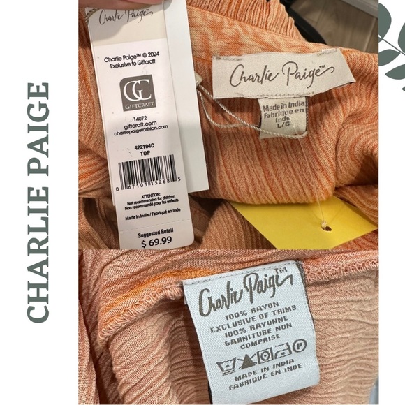 Charlie Paige Women's Brown Orange Embroidered Sleeveless Top Boho Indie Large - Picture 5 of 5